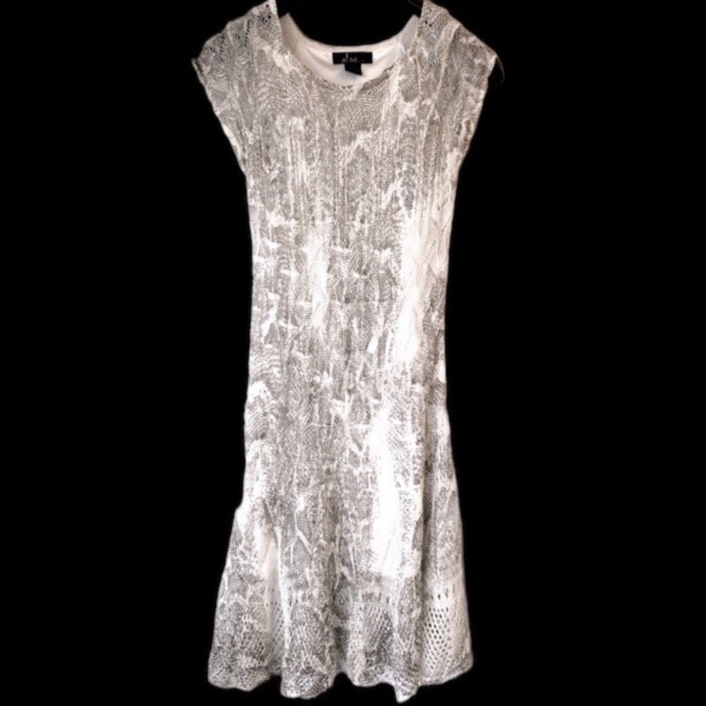 Alberto Makali Gray and White Midi Dress